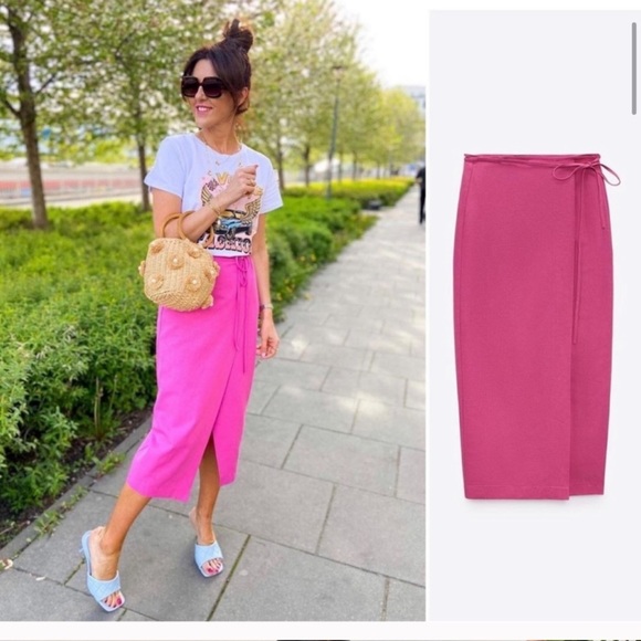 ZARA Wrap Pareo Midi Skirt - Picture 6 of 11